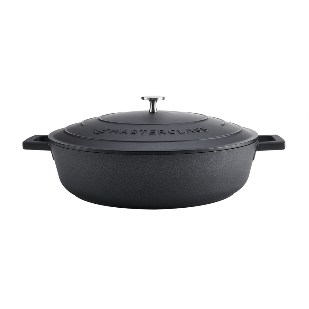 MasterClass 2pc Cast Aluminium Casserole Dish Set with 2x Non-Stick Casserole Dishes, 2.5L and 5L, Black