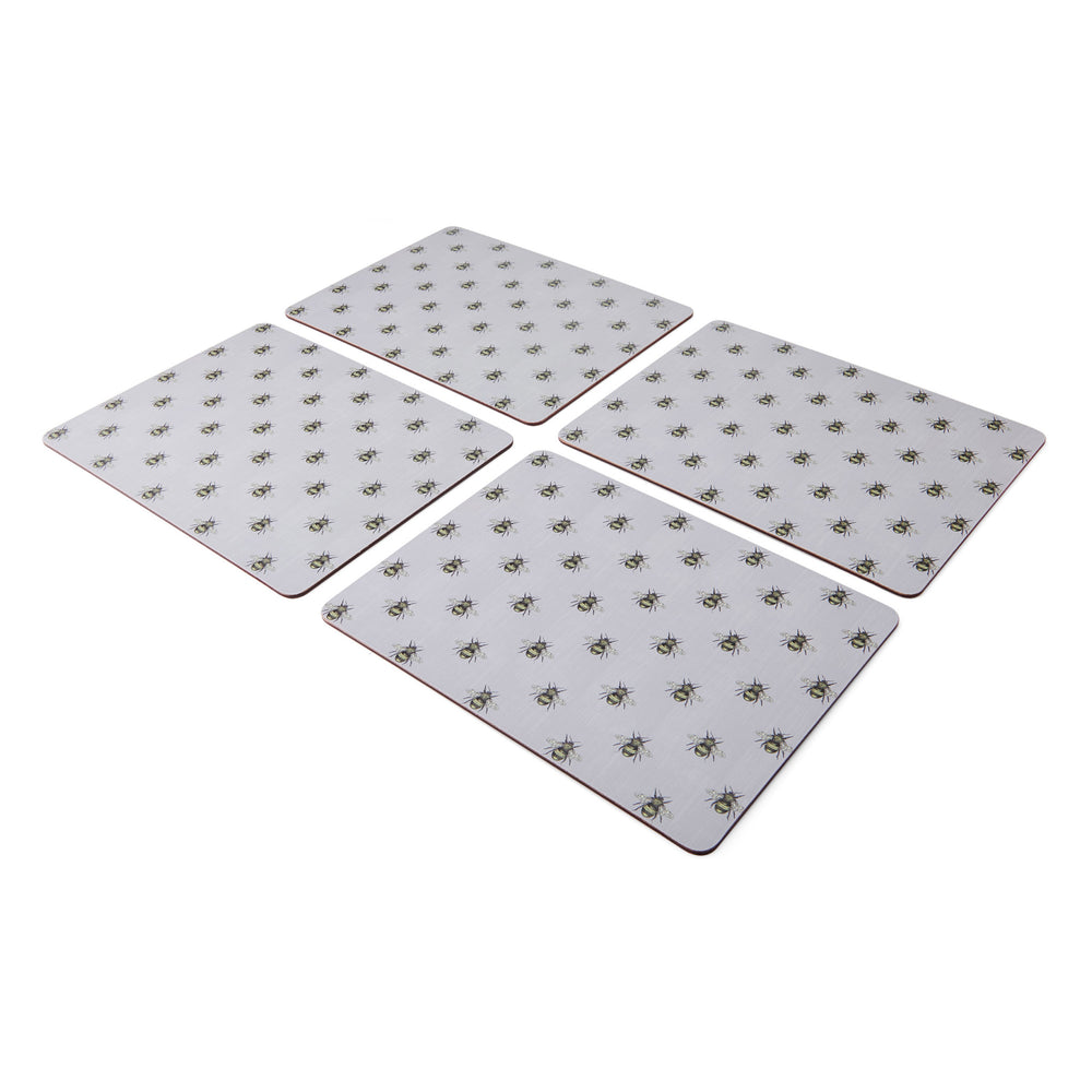 Creative Tops Printed Country Bee Rectangle Placemats Set Of 4, Grey, 30 x 22.5CM