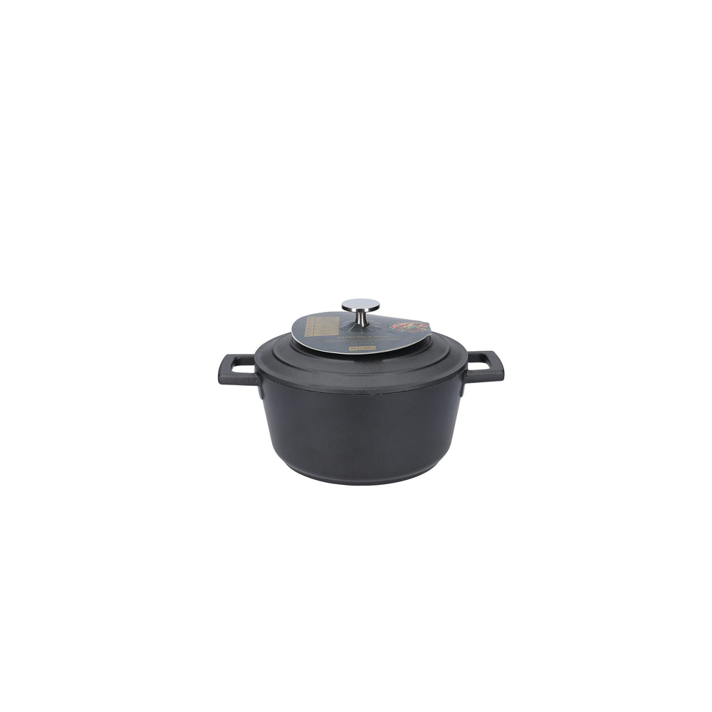 3pc Black Non-Stick Cast Aluminium Casserole Dish Set with 2x Regular Casserole Dishes, 2.5L/5L and Shallow Casserole Dish 4L