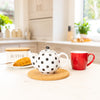 London Pottery Globe 2 Cup Teapot White With Black Spots image 2