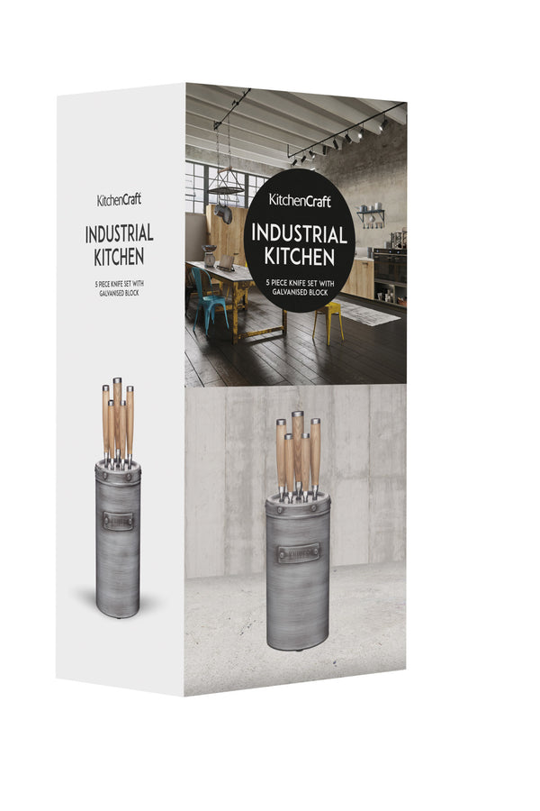 Industrial Kitchen 5-Piece Stainless Steel Knife Set and Knife Block image 4