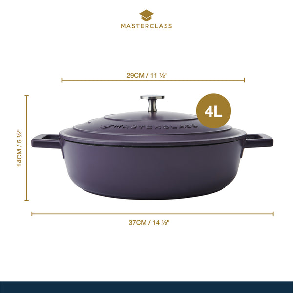 MasterClass Purple Cast Aluminium Shallow Casserole Dish, 28cm, 4L image 3