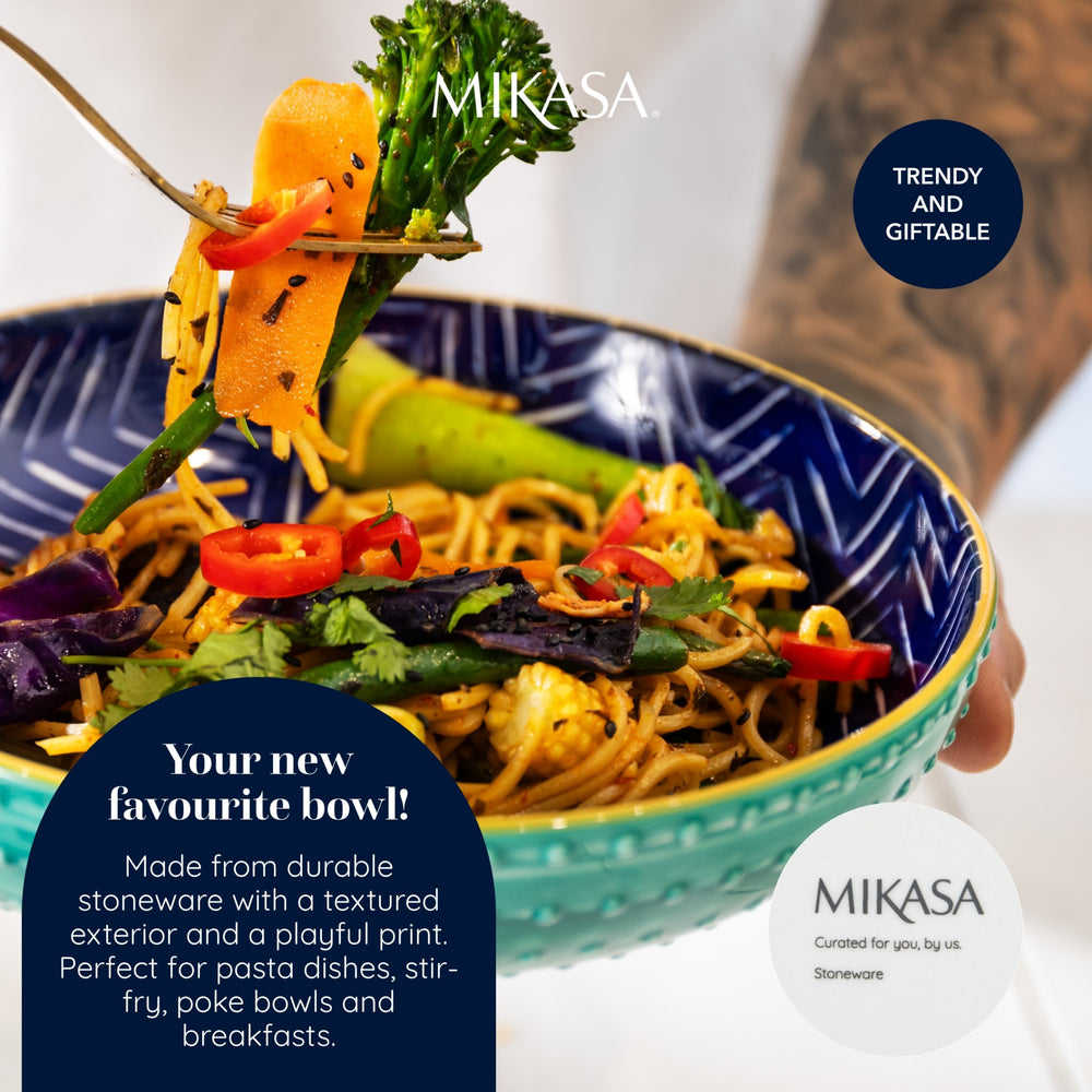 Mikasa Indigo Chevron Stoneware Bowl, 21cm