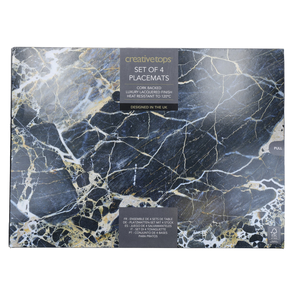Creative Tops Navy Marble Pack Of 4 Large Premium Placemats