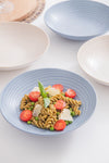 KitchenCraft Pasta Bowls Set of 4 in Gift Box, Lead-Free Glazed Stoneware, Blue / Cream, 22cm image 6