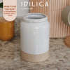 KitchenCraft Idilica Stoneware Utensil Holder, Cream