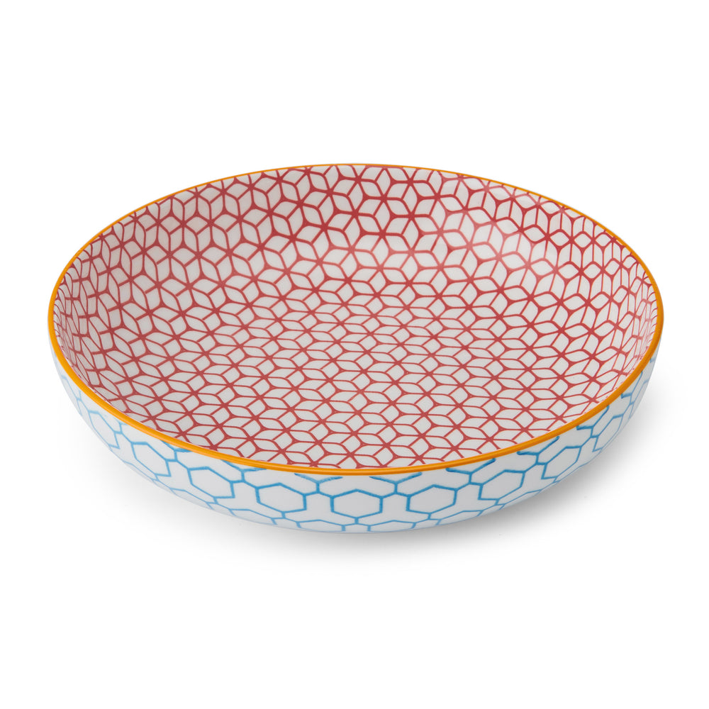 Mikasa Blue Geometric Stoneware Bowl, 21 cm image 1