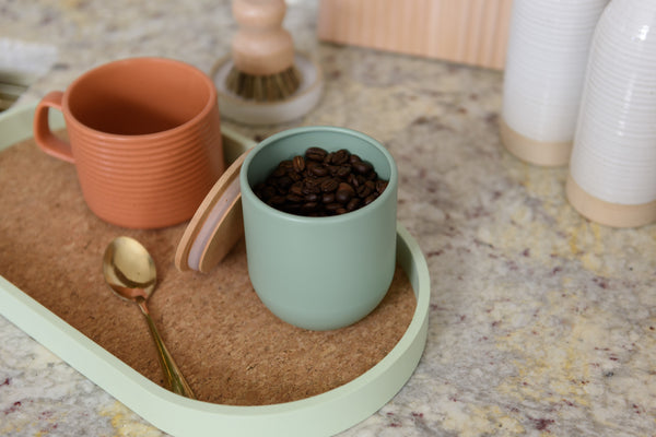 KitchenCraft Idilica Kitchen Canister with Beechwood Lid, 9 x 10cm, Green image 6