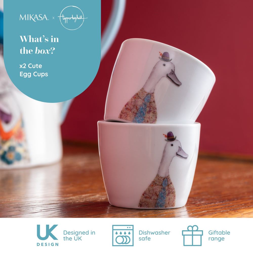 Mikasa Tipperleyhill Porcelain Duck Egg Cups Set of 2, Dia 5 x Height 4CM