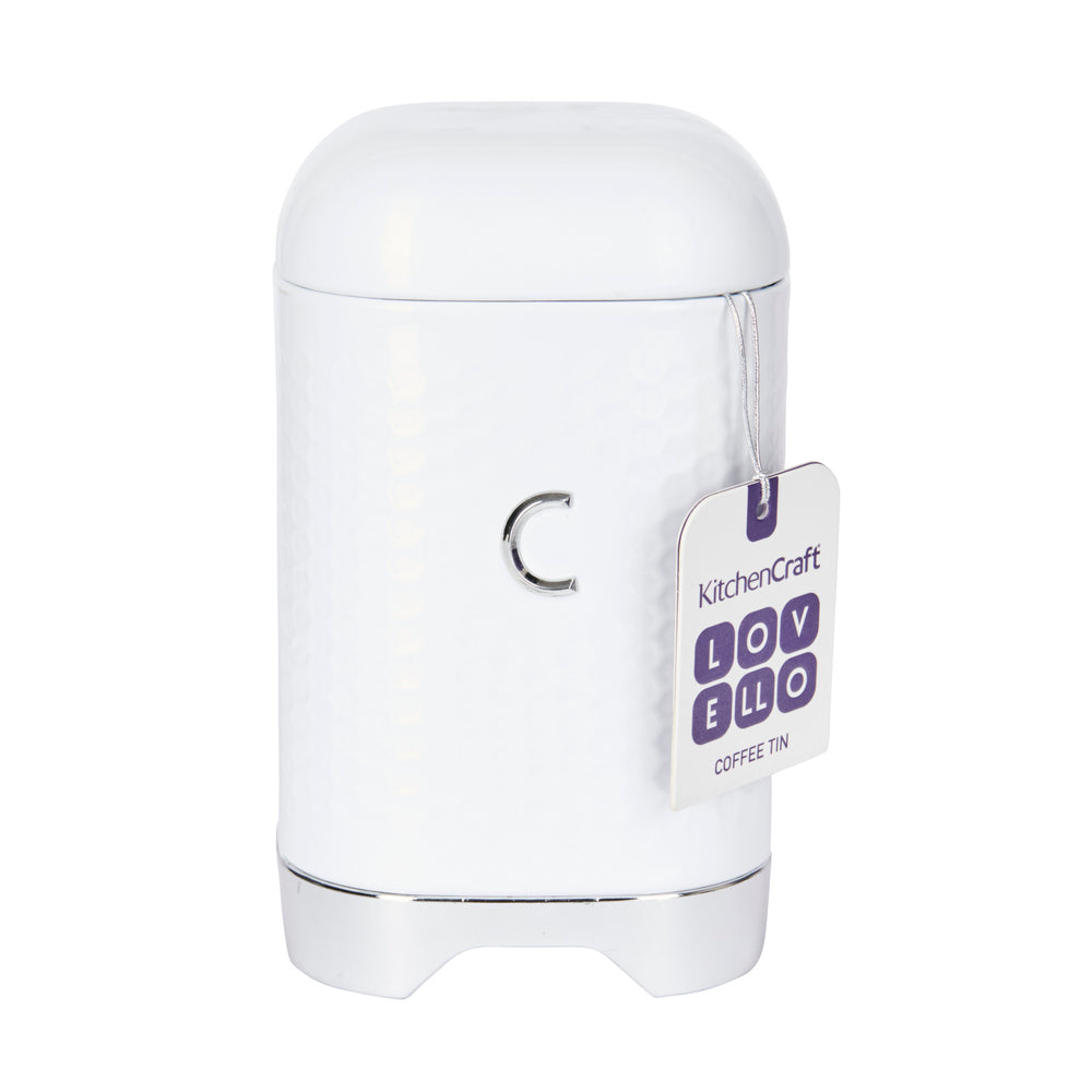Lovello Retro Coffee Canister with Geometric Textured Finish - Ice White