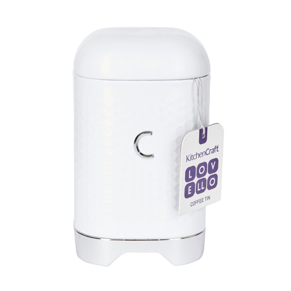 Lovello Retro Coffee Canister with Geometric Textured Finish - Ice White image 4