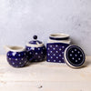 London Pottery Bundle with Sugar and Creamer Set and Ceramic Canister - Blue and White Circle image 2