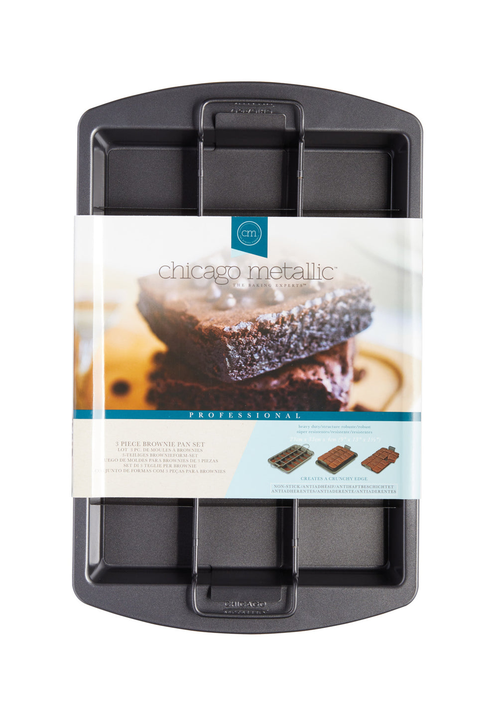 Chicago Metallic Non-Stick Three Piece Brownie Pan Set