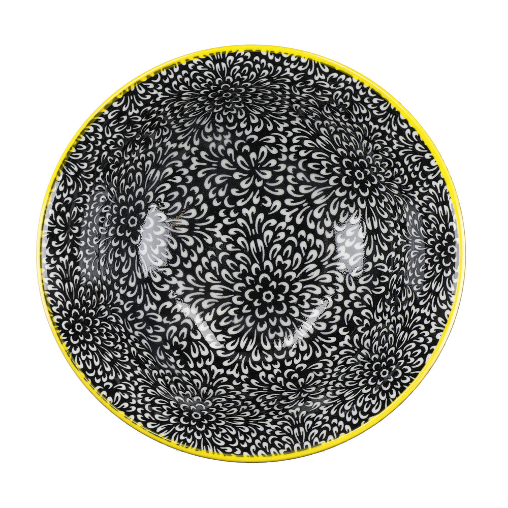 KitchenCraft Set of 4 Ceramic Cereal Bowls - 'Red and Black' Design