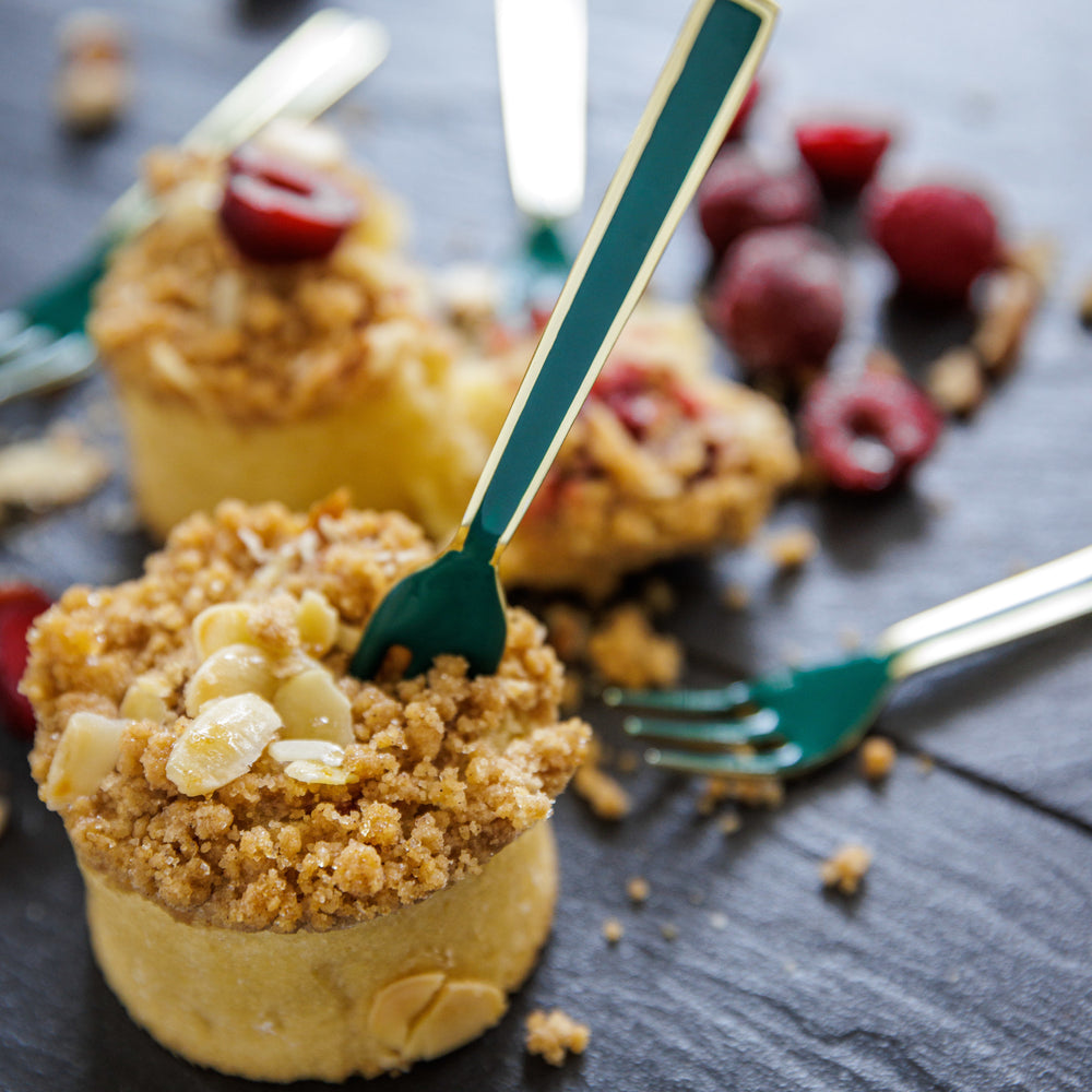 Artesà Set of Mini Serving Forks - Green and Gold, 4 Pieces