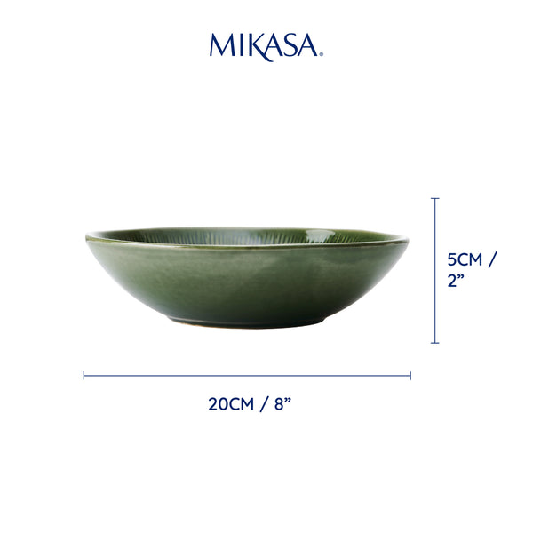 Mikasa Jardin Stoneware Pasta Bowls, Set of 4, 20cm, Green image 8