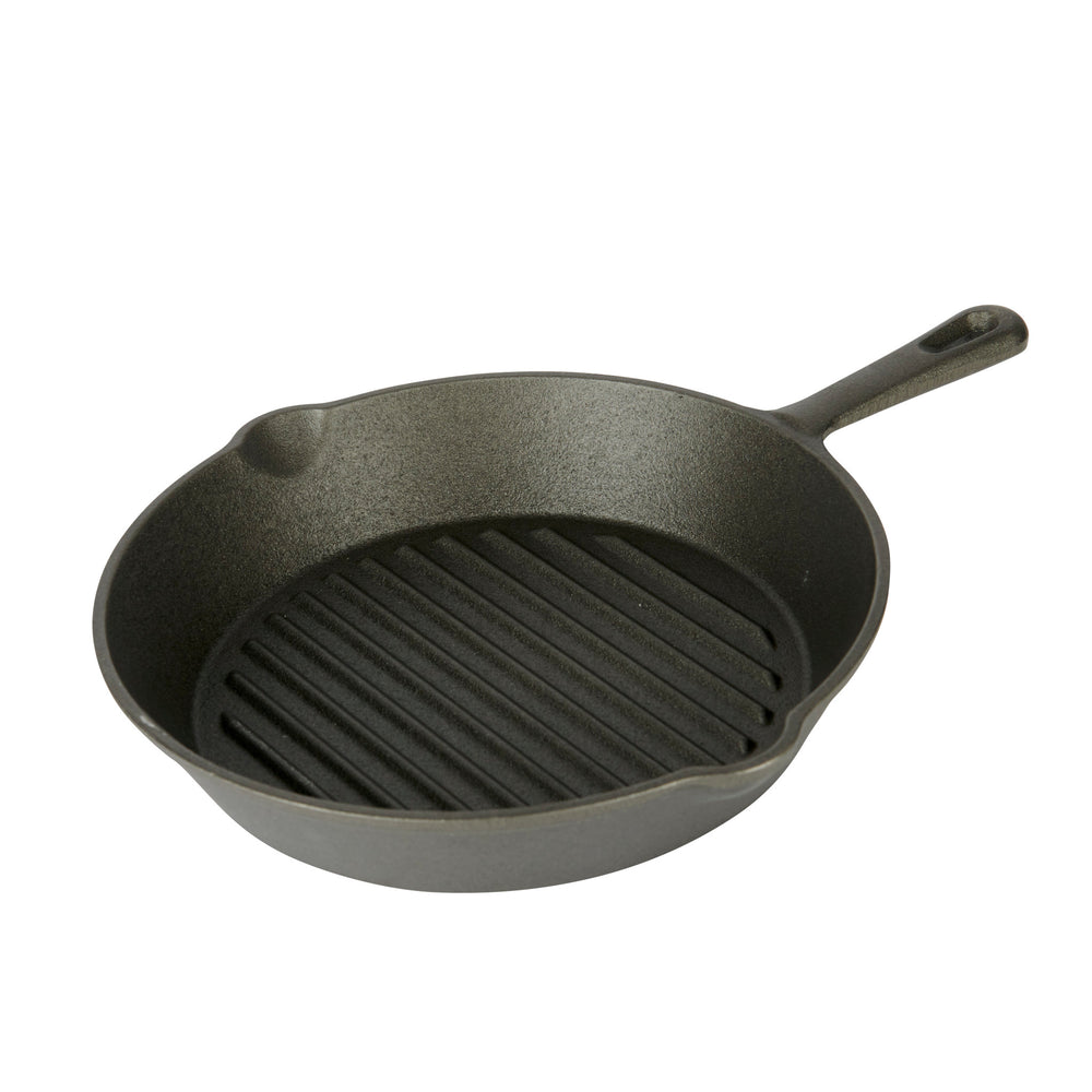 KitchenCraft Deluxe Cast Iron Round Ribbed Grill Pan, 24cm