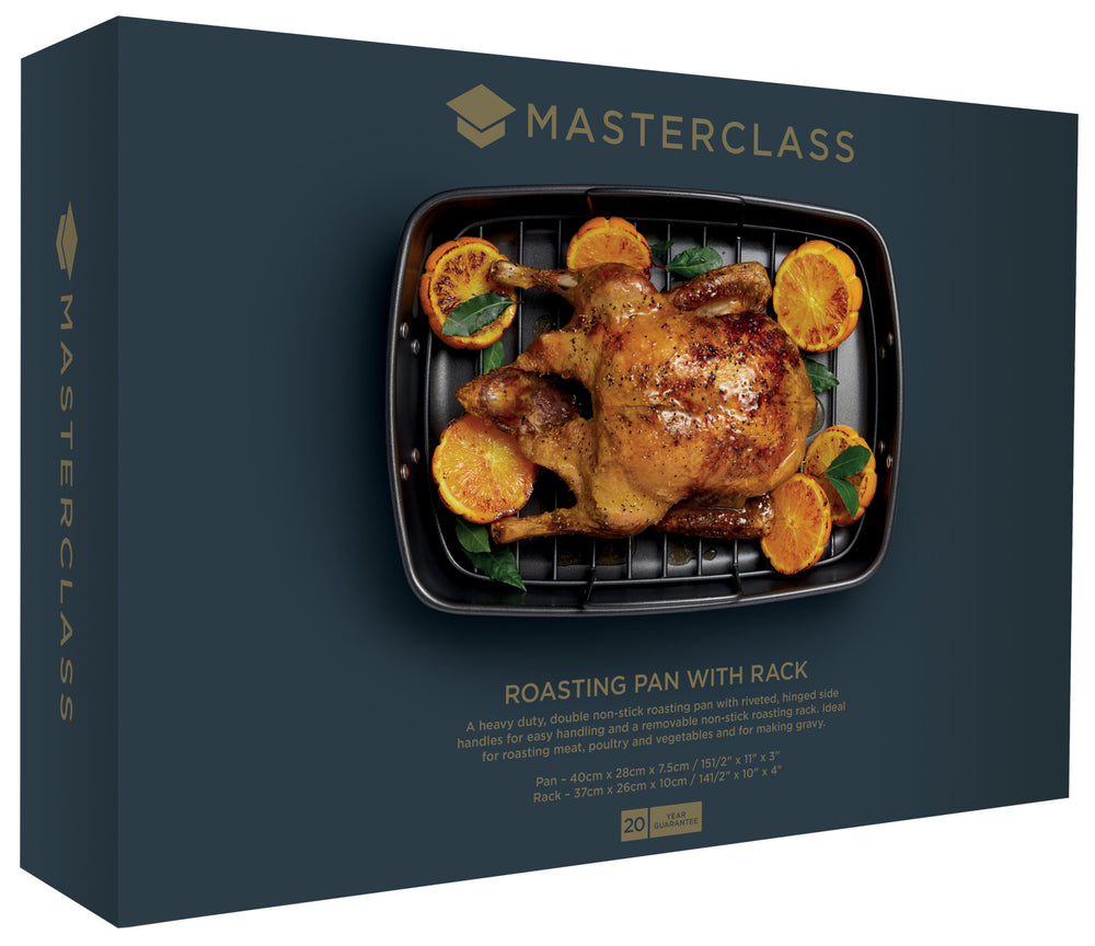 MasterClass Non-Stick Roasting Pan with Rack, 40cm x 28cm