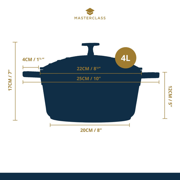 MasterClass Lightweight 4 Litre Casserole Dish with Lid - Metallic Blue image 2