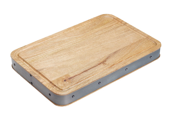 6pc Chopping Bundle with 5pc Knife Set & Metal Storage Block and Rectangular Mango Wood Butchers Block image 3