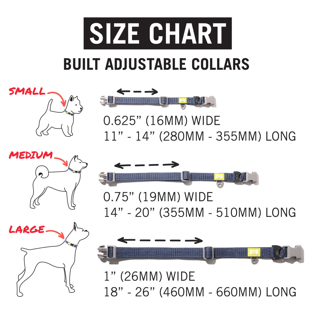 BUILT PET Medium Night Safe Reflective Collar - Blue
