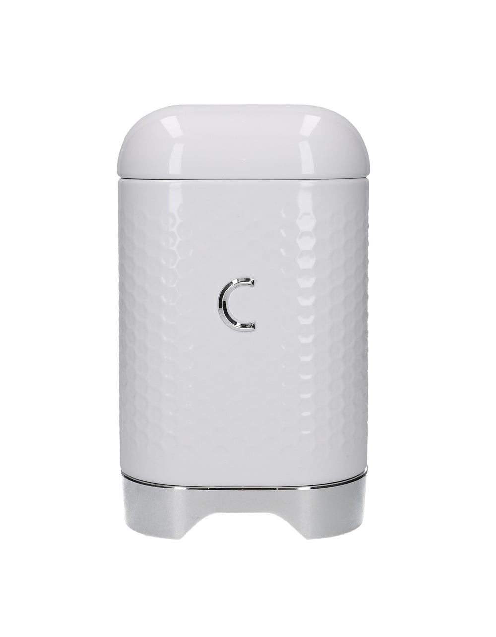 Lovello Retro Coffee Canister with Geometric Textured Finish - Ice White