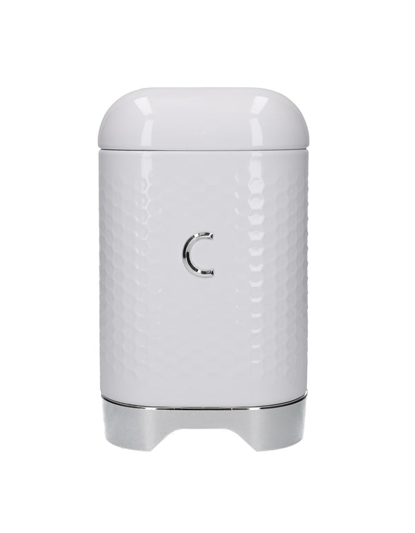 Lovello Retro Coffee Canister with Geometric Textured Finish - Ice White image 3