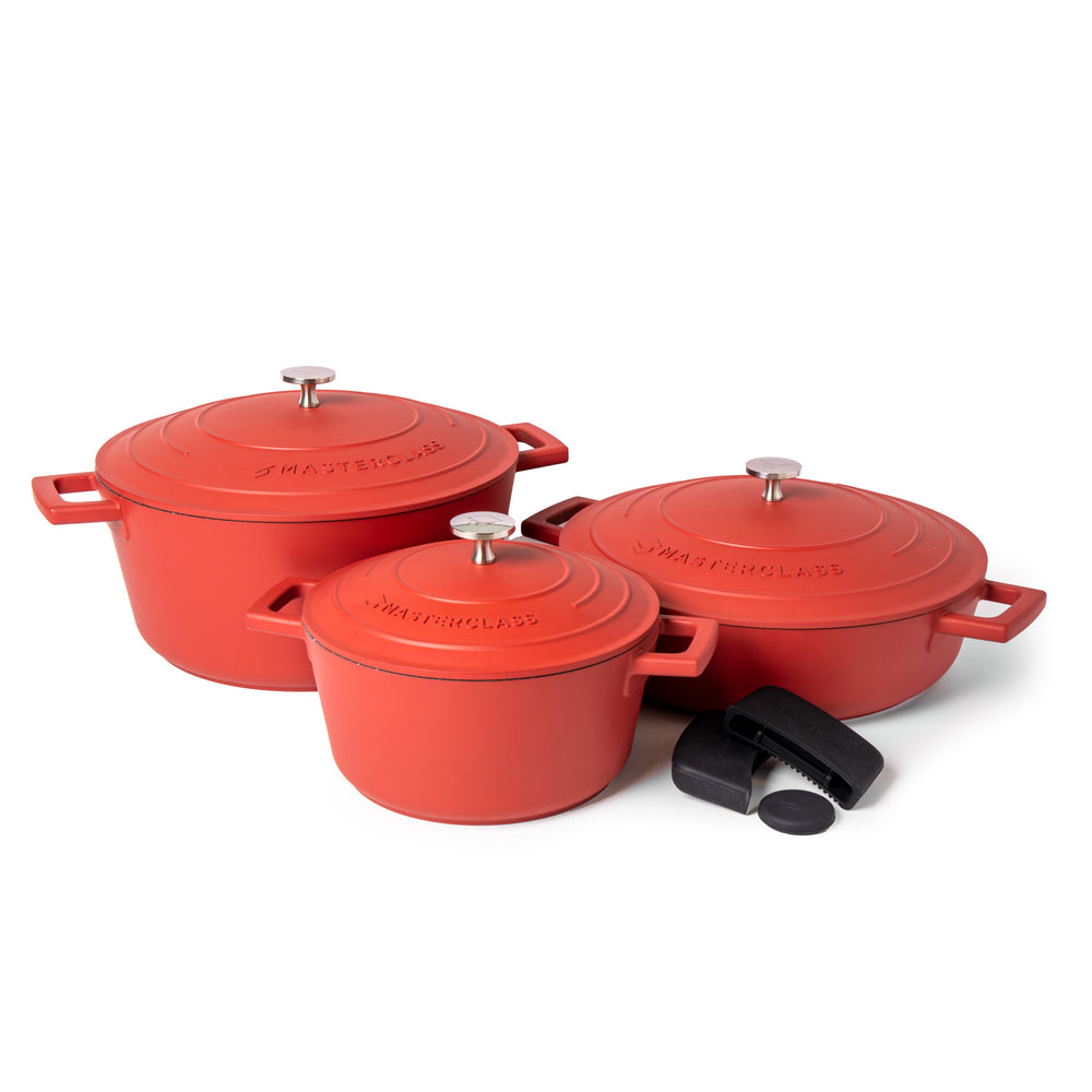 MasterClass 6pc Casserole Dish Set with 2.5L Casserole Dish, 4L & 5L Shallow Casserole Dishes and 3x Silicone Handle Covers image 1