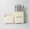 5pc Vanilla Cream Kitchenware Set including Five Stainless Steel Knives with a Metal Storage Block and Sink Tidy image 2
