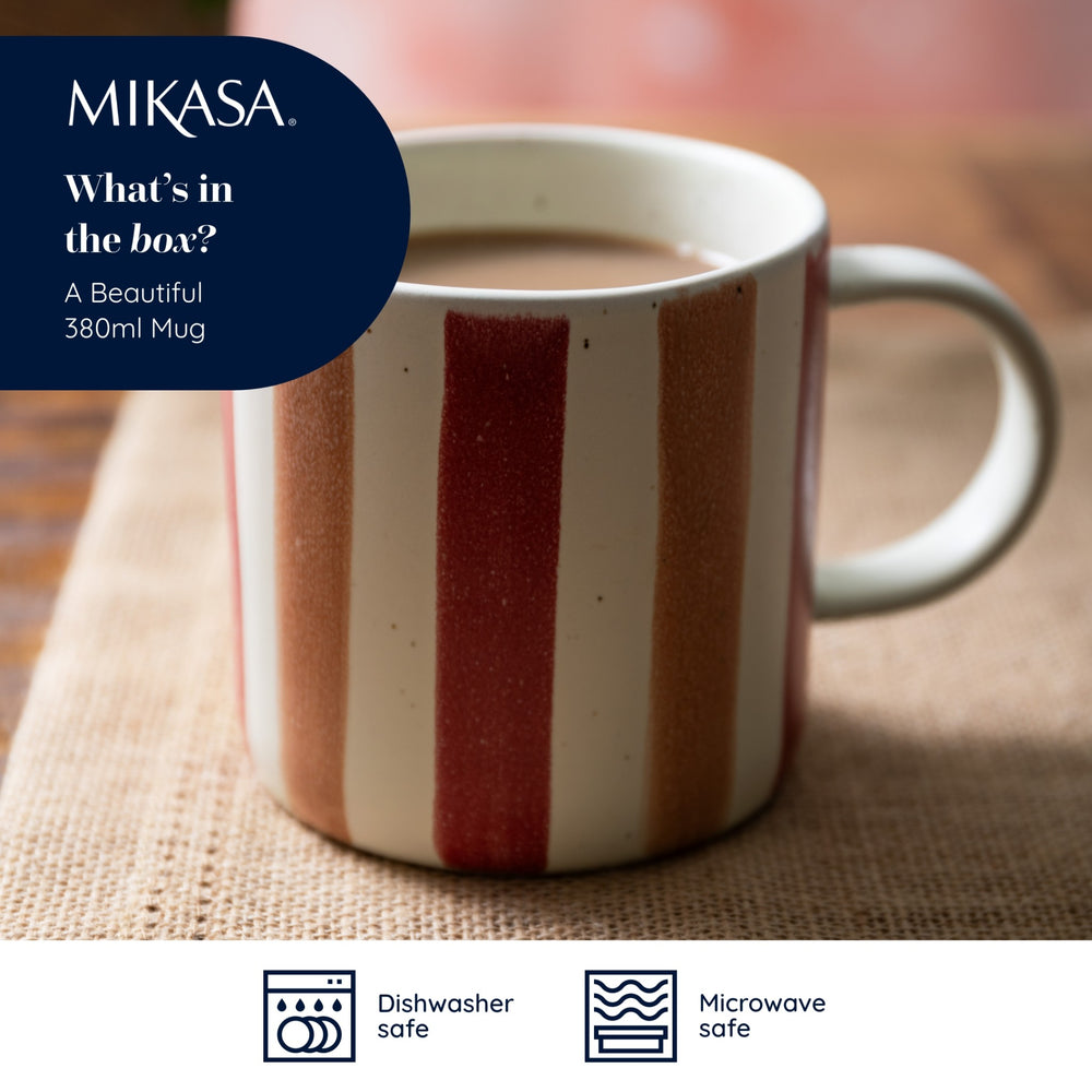 Mikasa Pink and Orange Stripe Mug, 380ML
