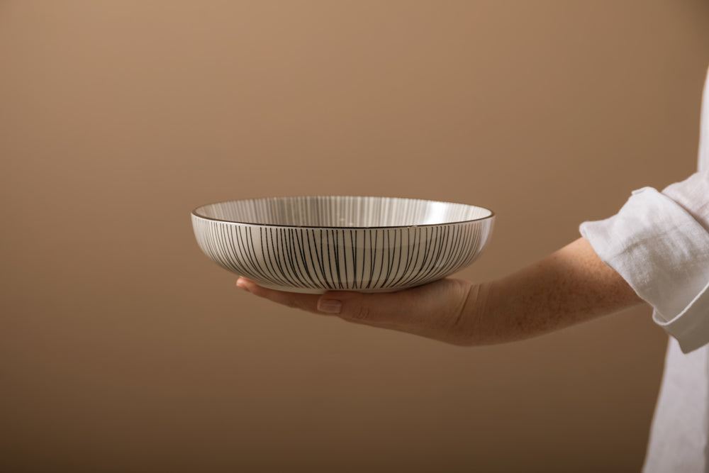 Mikasa Black Stripe Stoneware Bowl, 21 cm