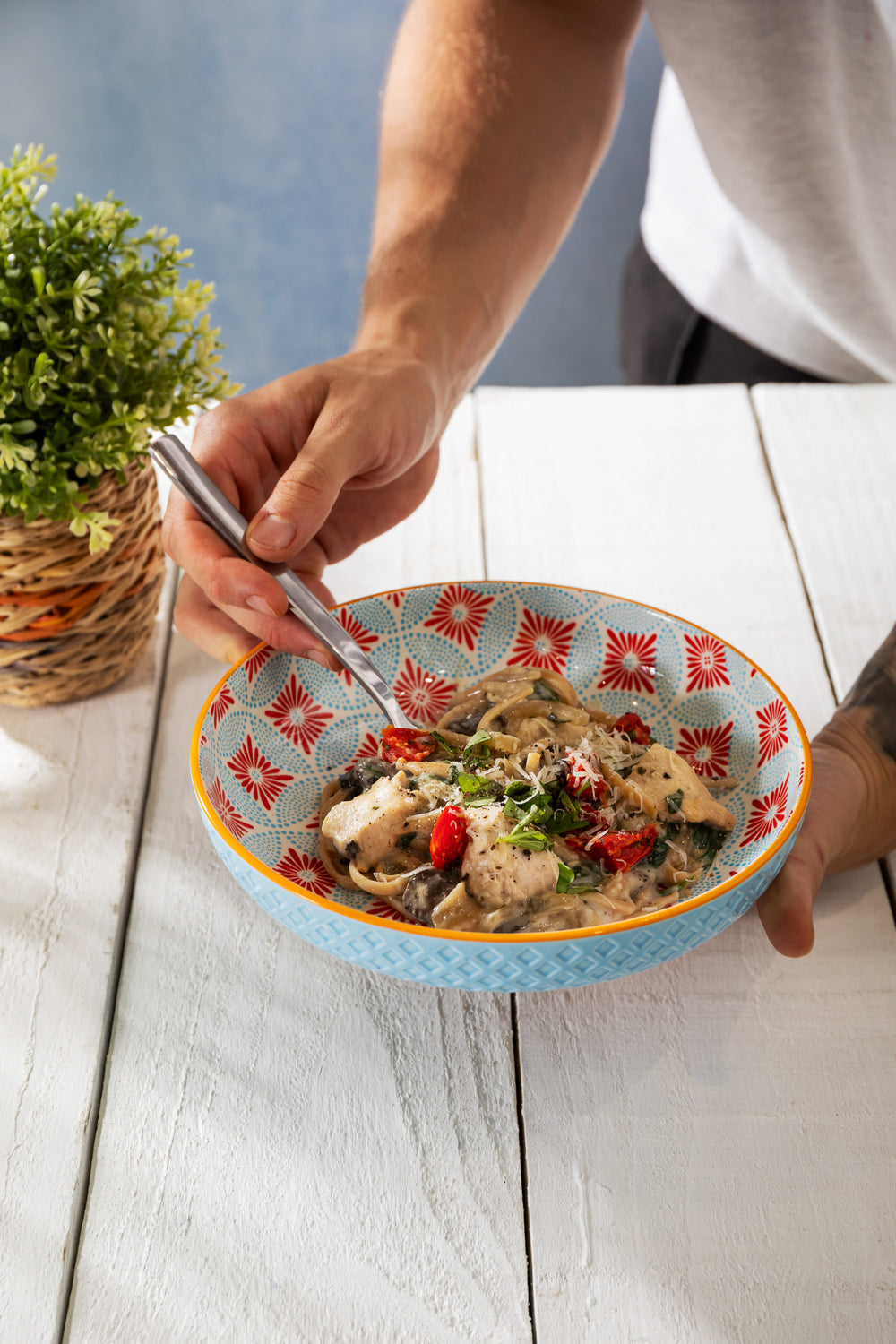 Mikasa Blue Mosaic Stoneware Bowl, 21cm