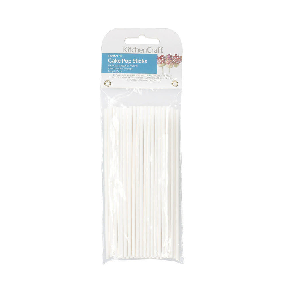 KitchenCraft Pack of 50 Cake Pop Sticks - 15cm