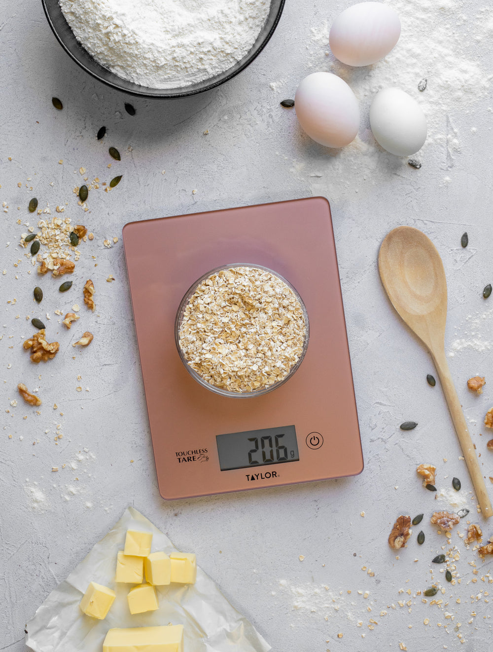 Taylor Digital Food Scales with Touchless Tare in Gift Box, High Accuracy, Plastic, Rose Gold, 16 x 20cm