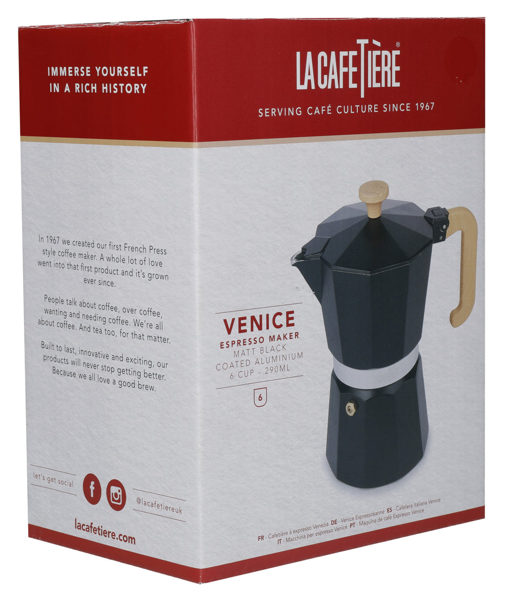 La Cafetière Venice 6 Cup Espresso Maker - Aluminium, Black
