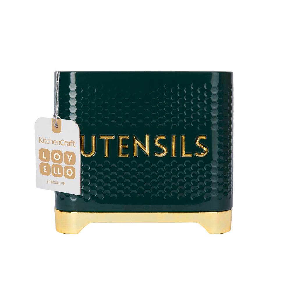 KitchenCraft Lovello Textured Green Utensil Holder