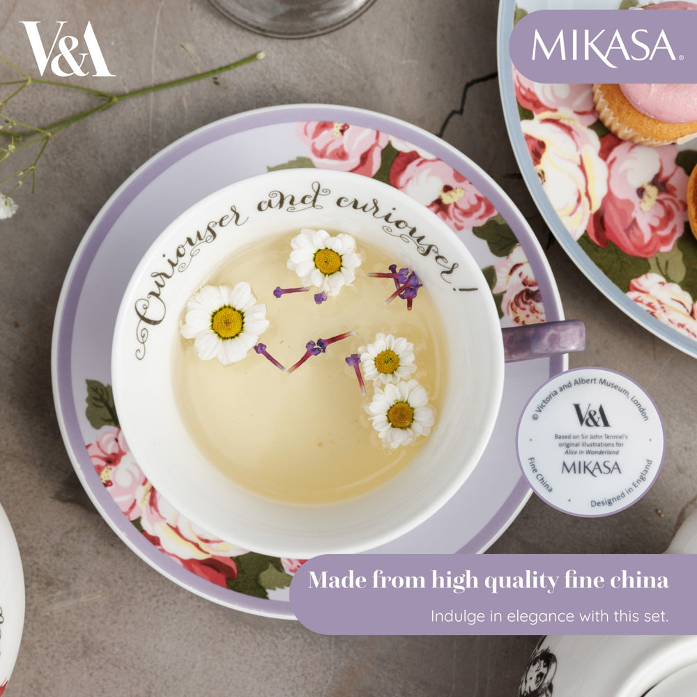 Mikasa and the V&A Alice In Wonderland Bone China Tea Cup and Saucer, 140ml