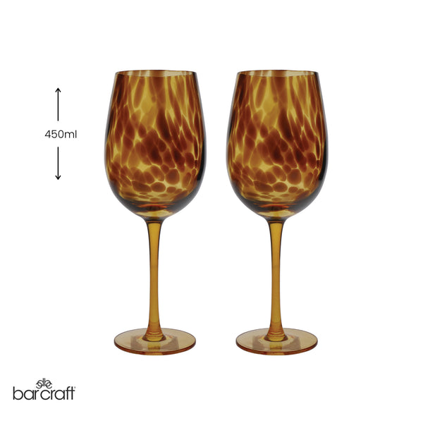 BarCraft Set of 2 Tortoiseshell Patterned Wine Glasses in Gift Box image 7