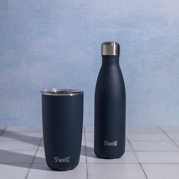 S'well 2pc Travel Cup and Bottle Set with Stainless Steel Water Bottle, 500ml and Drinks Tumbler, 530ml, Azurite image 2