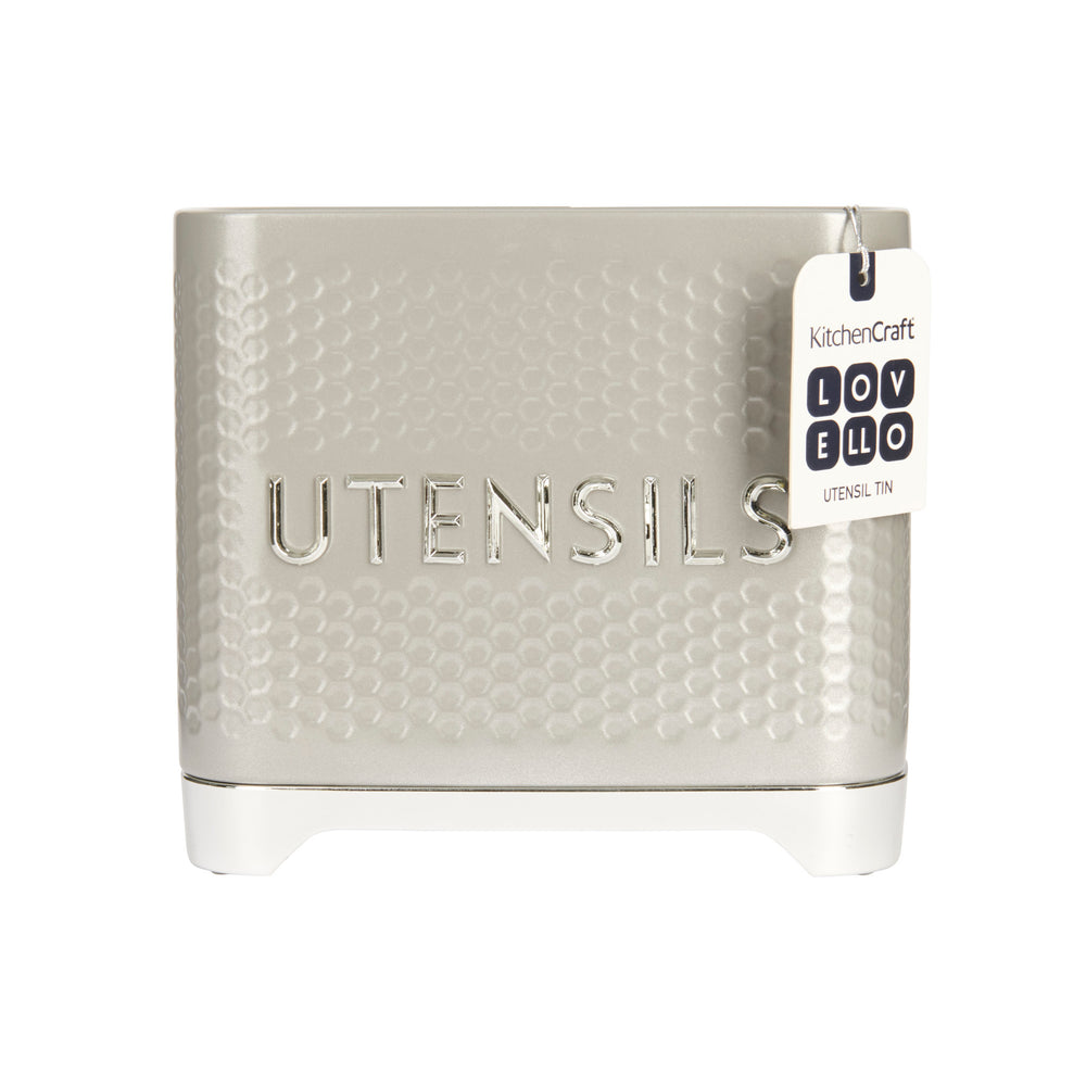 Lovello Retro Utensil Holder with Geometric Textured Finish - Shadow Grey