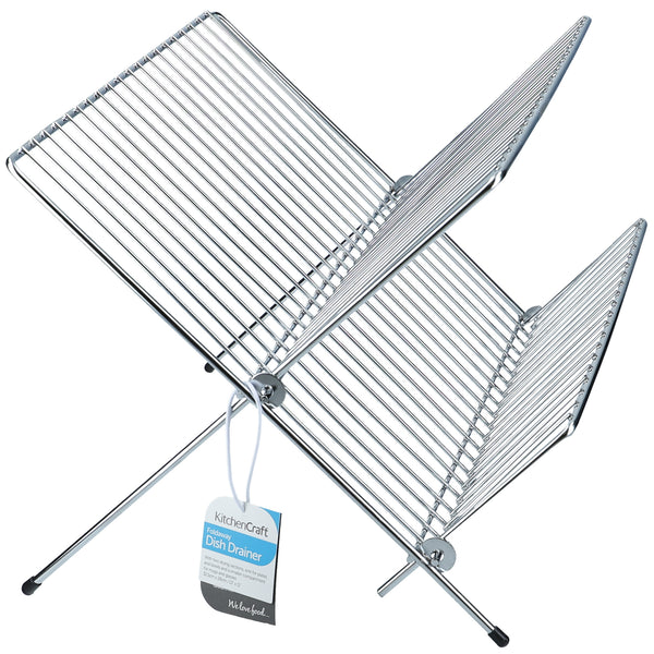 KitchenCraft Chrome Plated Small Fold Away Dish Drainer image 4
