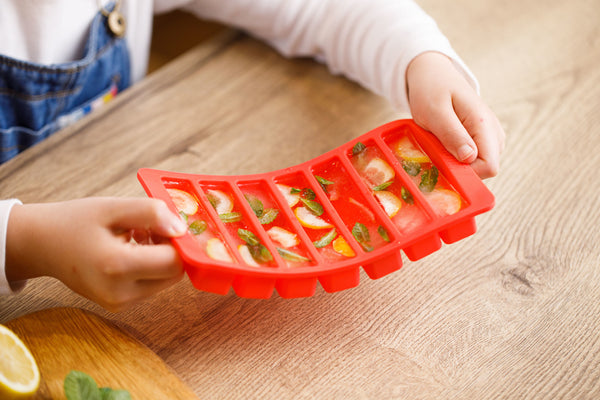 BUILT Water Bottle Ice Cube Tray, BPA Free Easy Release Flexible Silicone, Red, 19.5 x 11.5cm image 4