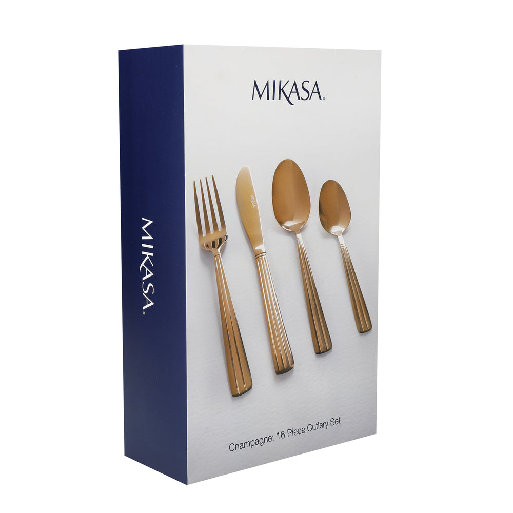 Mikasa Gold-Coloured Cutlery Set in Gift Box, Stainless Steel, 16 Pieces (Service for 4)