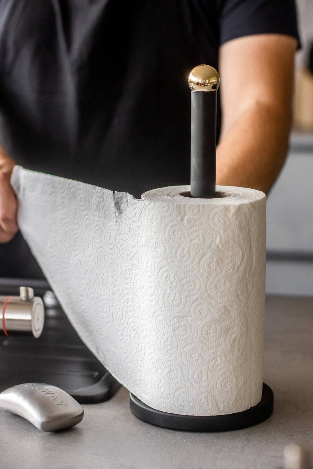 MasterClass Stainless Steel Matt Black and Brass Finish Towel Holder