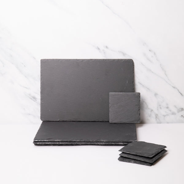 8pc Placemat and Coaster Set with 4x Black Slate Placemats and 4x Coasters image 2