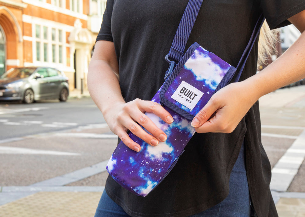 BUILT Insulated Bottle Bag with Shoulder Strap and Food-Safe Thermal Lining - 'Galaxy'