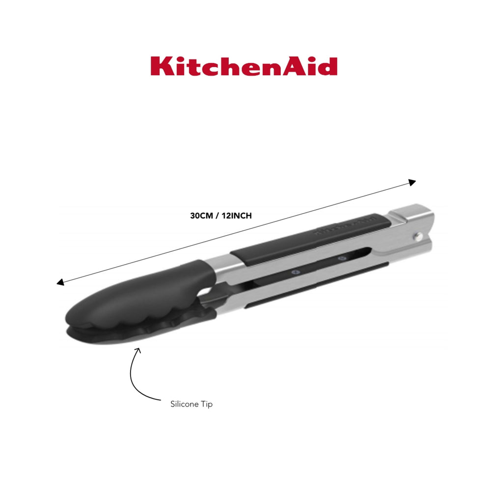 KitchenAid Silicone-Tipped Side-Locking Tongs, 30cm