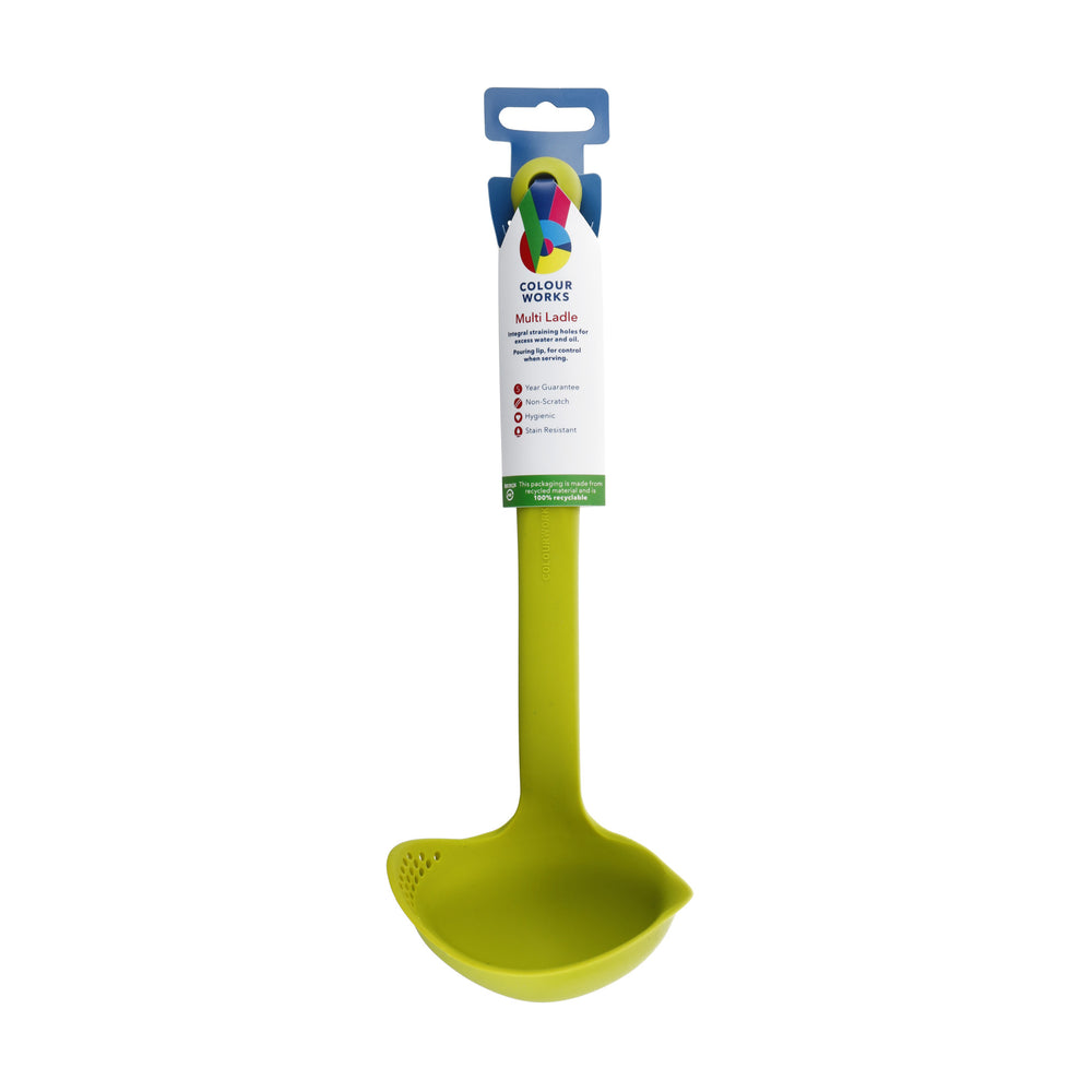 Colourworks Green Silicone Ladle with Pouring Spout and Straining Holes
