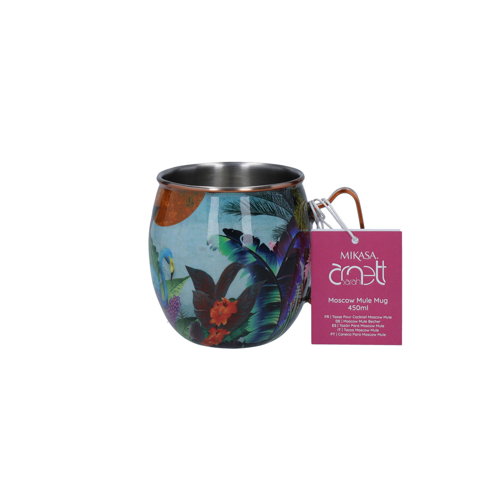 Mikasa x Sarah Arnett Stainless Steel Moscow Mule Mug with Flamingo Print, 450ml