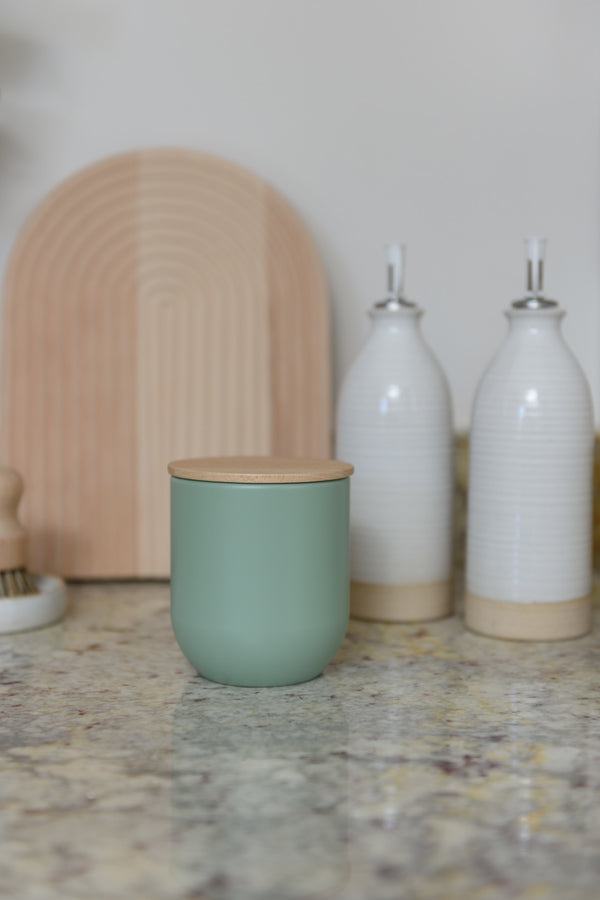 KitchenCraft Idilica Kitchen Canister with Beechwood Lid, 9 x 10cm, Green image 5